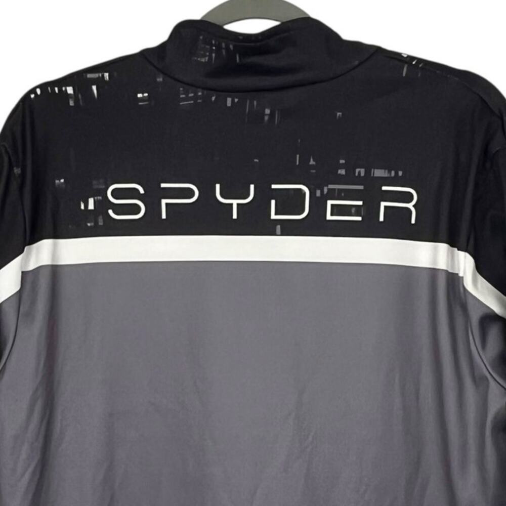 Spyder Mens Pullover 1/4 Zip Size Large Gray Black Lightweight Long Sleeve - Picture 5 of 9